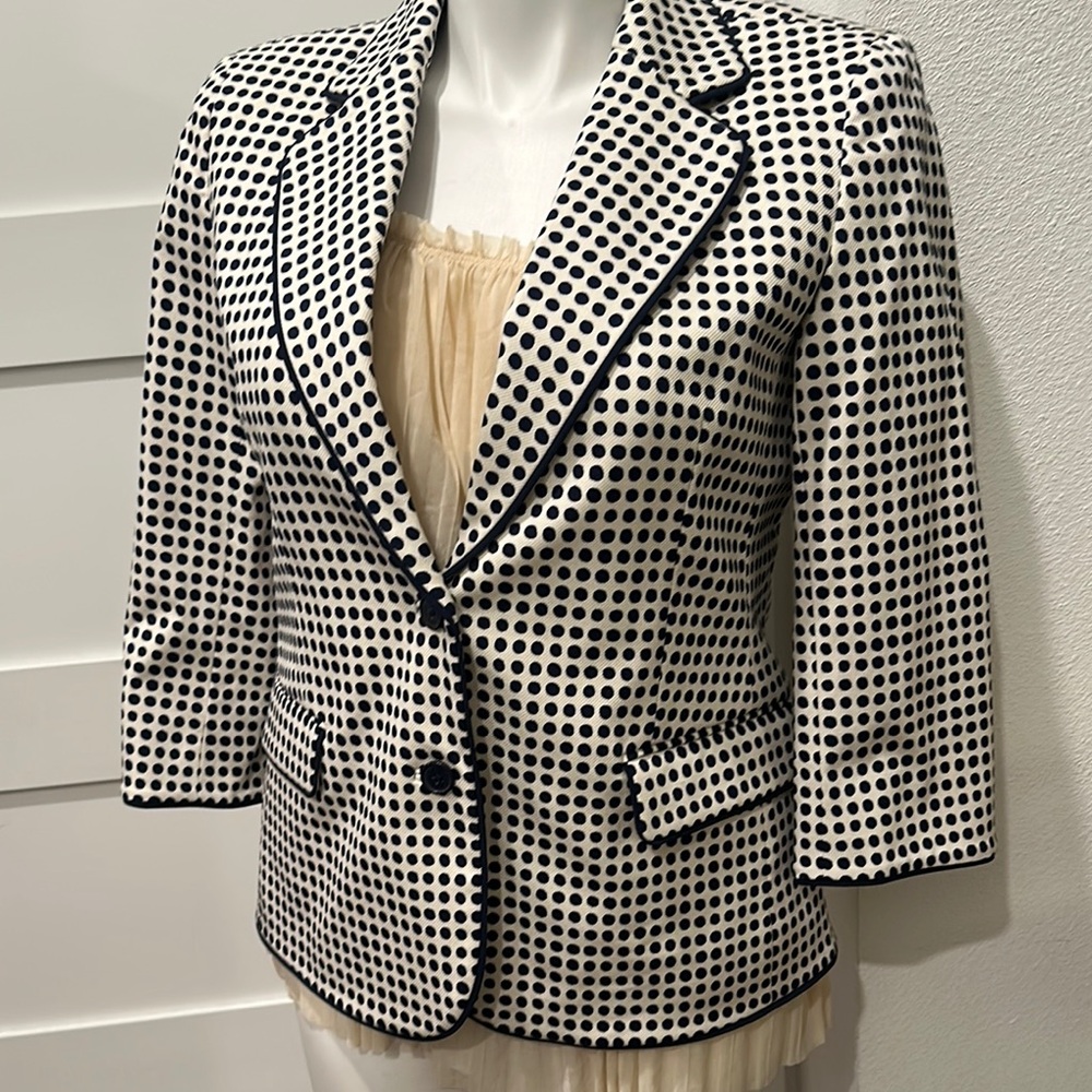 Anne Klein Black & White Polka Dot Suit Jacket Size 12